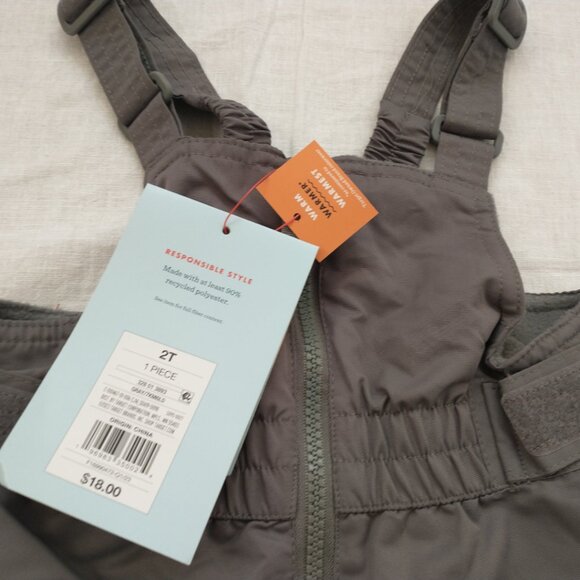 CAT & JACK Baby Toddler Snow Bibs Ski Pants Size 2T, Gray Insulated Adjustable - Picture 9 of 10